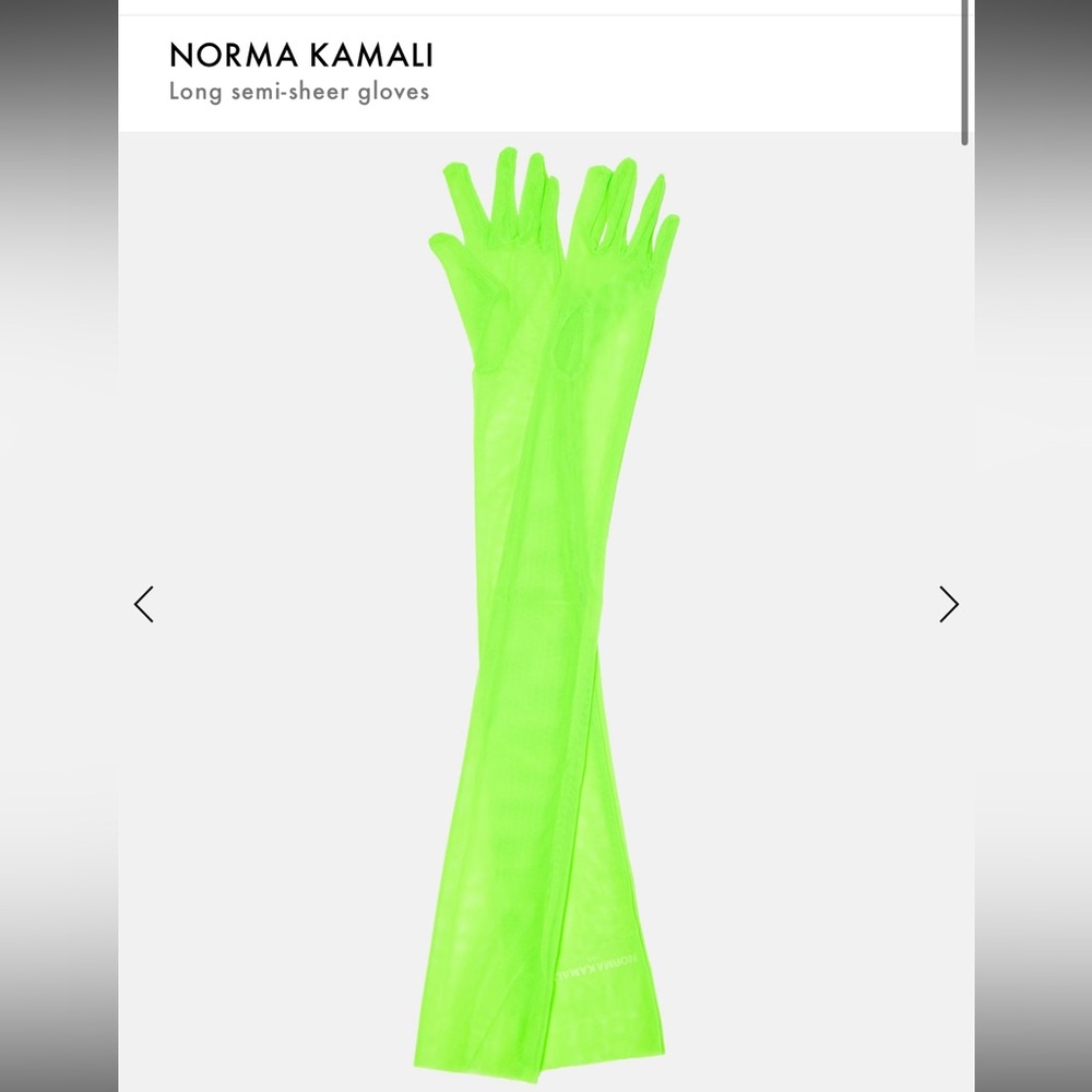NWT NORMA KAMALI Long semi-sheer gloves Size:XS neon green